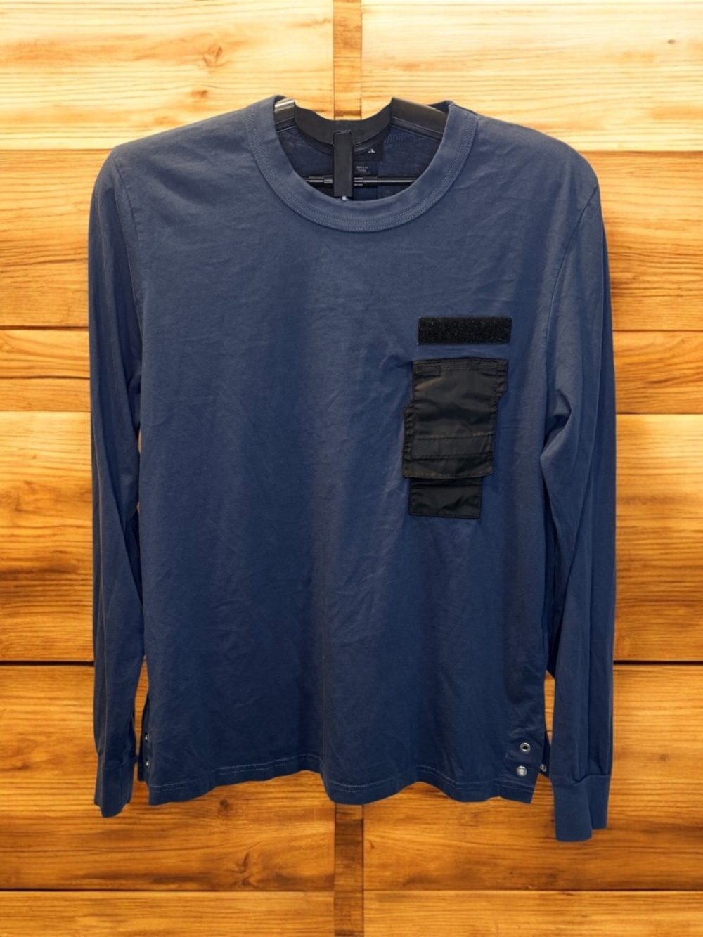 Diesel Men’s Long Sleeve Shirt Size L Navy Blue Utility Pocket 100% Cotton